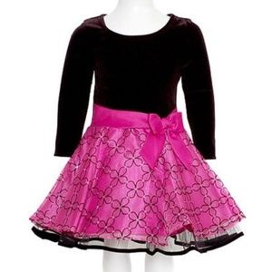 BONNIE JEAN 2T Pink Velvet Sparkle Party Dress